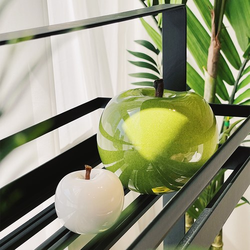 德國BULL＆STEIN 鮮綠色陶瓷釉光蘋果雕塑 (室內、直徑12公分)