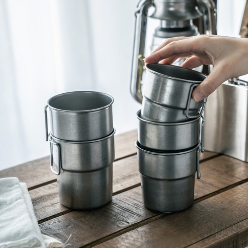 日本Aoyoshi 戶外露營堆疊馬克杯 (霧銀、300毫升)
