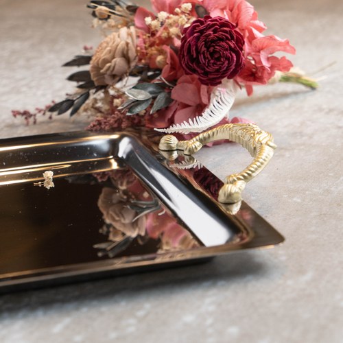 日本Aoyoshi 優雅午後方形托盤 (銀、36.5公分)