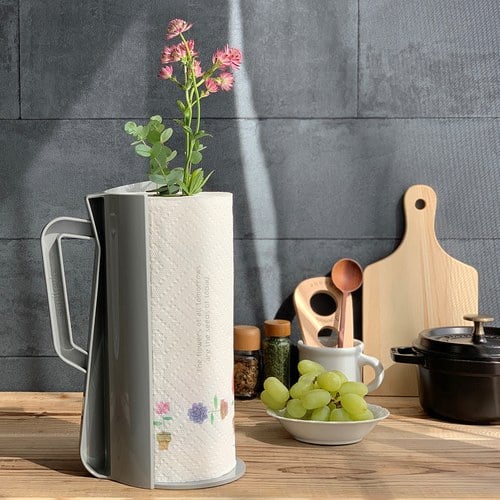 日本 八幡化成 鄉村澆水壺紙巾架 (泥灰、長 20.8 公分)