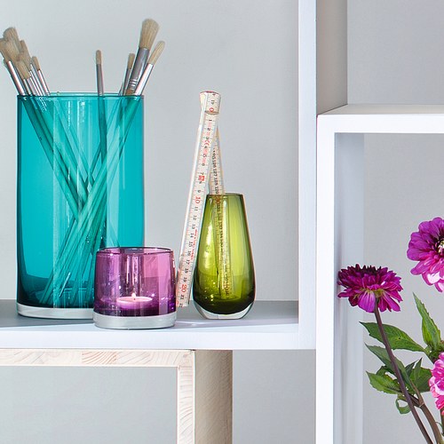 英國LSA 艷彩透底玻璃花器 橄欖綠