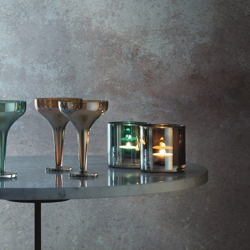 英國LSA 爵士時代炫彩燭台 (孔雀藍、高8.5公分)