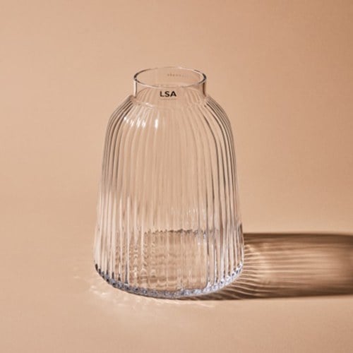 英國 LSA 皺褶窄口花器(透明、高20公分)