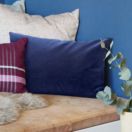 丹麥Hubsch 藏藍純色長型靠枕