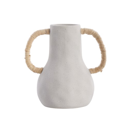 丹麥Lene Bjerre 撞色雙耳花器 (淺灰、高21.5公分)