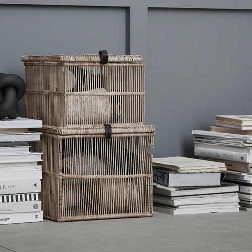 丹麥Lene Bjerre Norah海島風竹編置物箱2件組