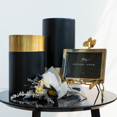 丹麥Nordal質感黑金燭台(高20公分)x高20公分