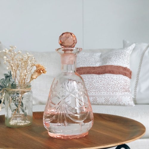 丹麥Nordal 手工切割透彩玻璃醒酒器 (小、玫瑰粉)