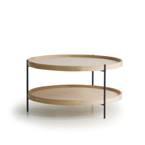 丹麥Tolv Humla 立體邊緣雙層圓形茶几 (橡木、直徑69cm)