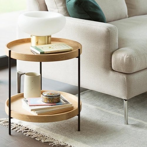 丹麥Tolv Humla 立體邊緣雙層圓形邊桌 (橡木、直徑44cm)