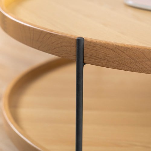 丹麥Tolv Humla 立體邊緣雙層圓形茶几 (橡木、90cm)