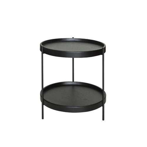 丹麥Tolv Humla 立體邊緣雙層圓形邊桌 (黑、直徑44cm)