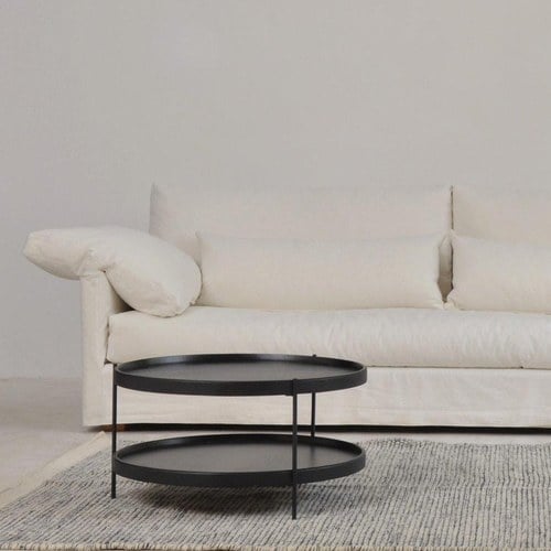 丹麥Tolv Humla 立體邊緣雙層圓形茶几 (黑、直徑69cm)