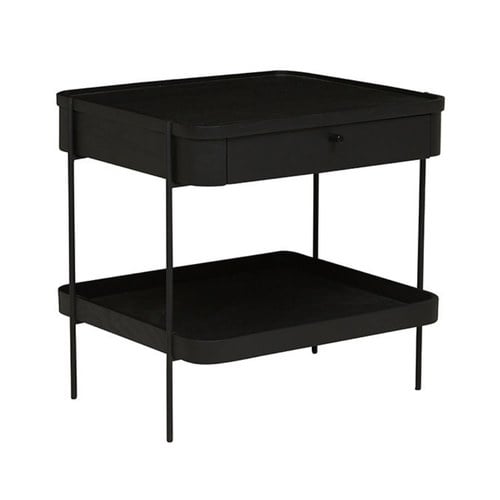 丹麥Tolv Humla 立體邊緣雙層方形收納邊桌 (黑)