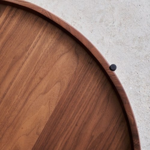 丹麥Tolv Humla 立體邊緣雙層圓形茶几 (胡桃木、90cm)