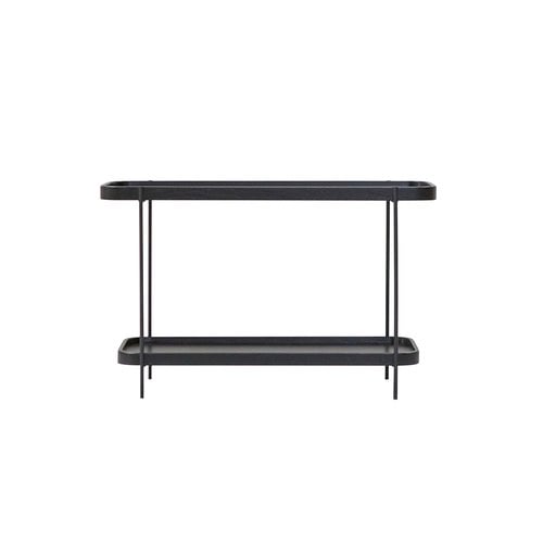 丹麥Tolv Humla 立體邊緣雙層矩形邊桌 (黑)