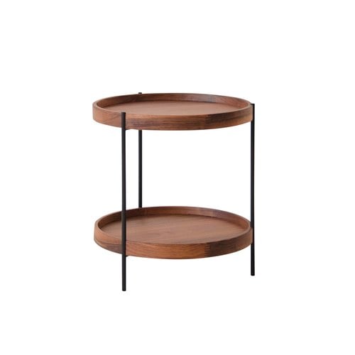 丹麥Tolv Humla 立體邊緣雙層圓形邊桌 (胡桃木、44公分)