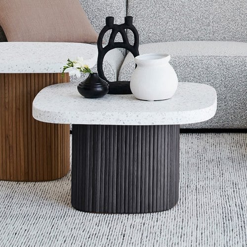 丹麥Tolv 京都園水磨石茶几 (白/黑)