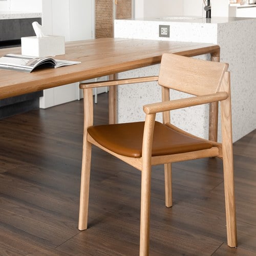 丹麥Tolv Poise典藏實木扶手椅(橡木/皮革椅墊)