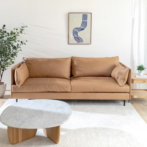 丹麥Tolv Weekend北歐假日皮革沙發 (淺焦糖、220公分)