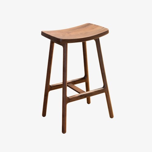 丹麥Tolv Odd 微波浪吧台椅 (胡桃木、高66.5公分)
