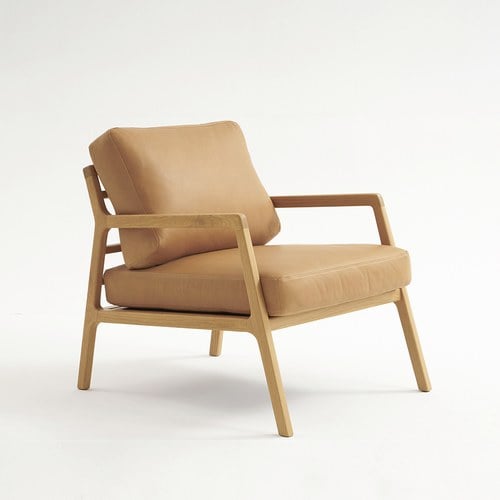 丹麥Tolv 斜背皮革休閒椅 (焦糖)