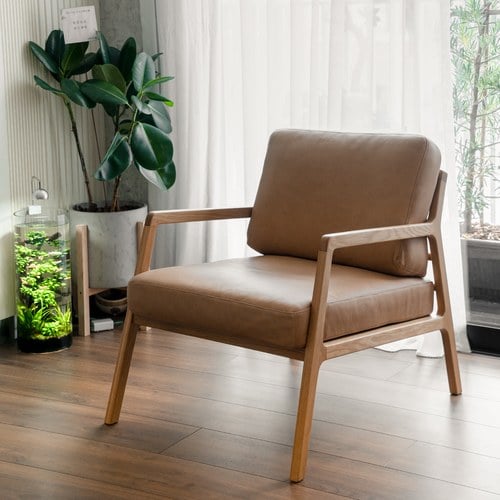丹麥Tolv 斜背皮革休閒椅 (焦糖)