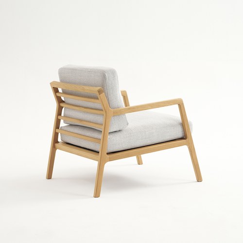 丹麥Tolv 斜背休閒布面單人沙發 (混麻灰)