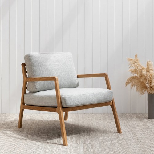 丹麥Tolv 斜背休閒布面單人沙發 (混麻灰)