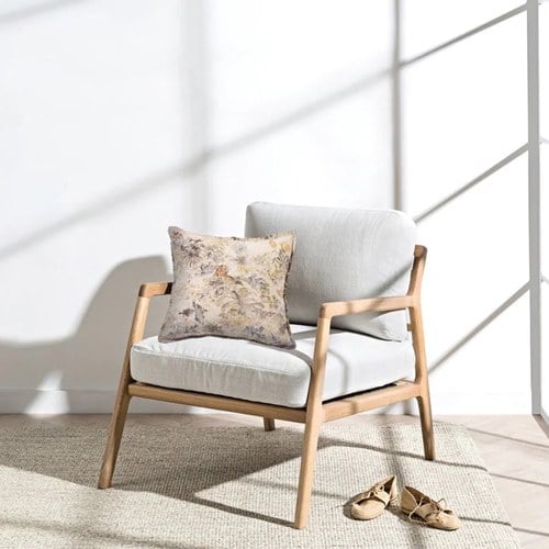 丹麥Tolv 斜背休閒布面單人沙發 (米白)