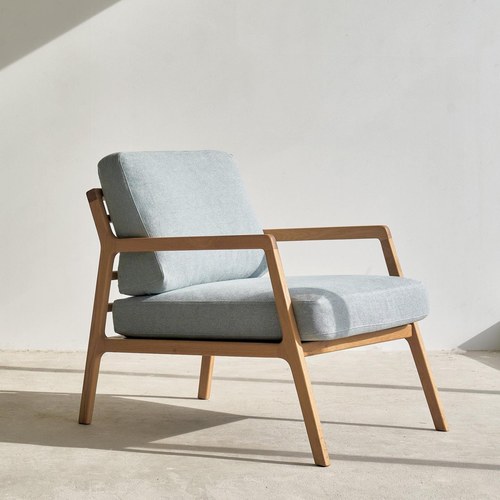 丹麥Tolv 斜背休閒布面單人沙發 (粉藍)