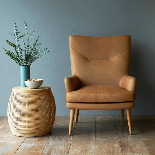 丹麥Tolv 一字縫線皮革單人沙發 (焦糖)