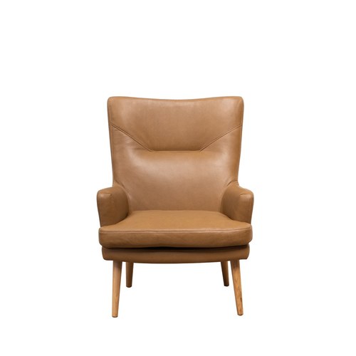 丹麥Tolv 一字縫線皮革單人沙發 (焦糖)