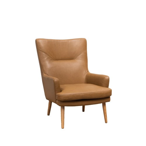 丹麥Tolv 一字縫線皮革單人沙發 (焦糖)