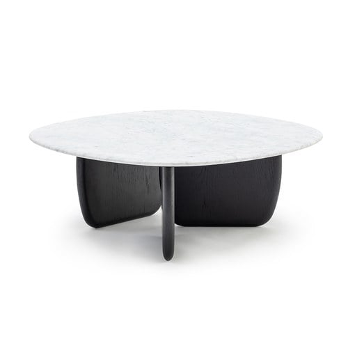 丹麥Tolv 三角摩登大理石茶几 (黑/橡木、90公分)