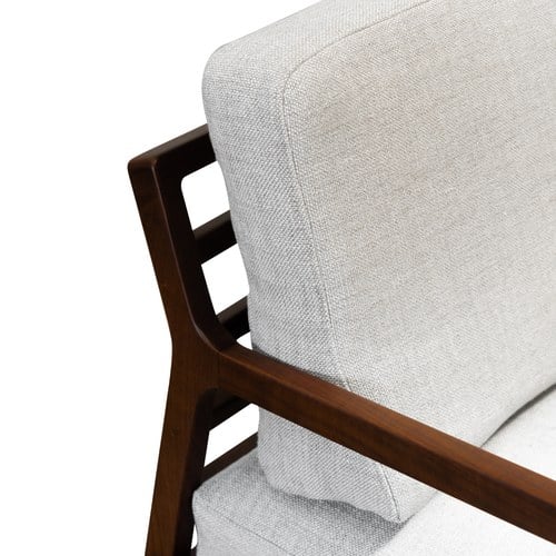 丹麥Tolv 斜背休閒布面單人沙發 (混麻灰/胡桃木)