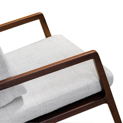 丹麥Tolv 斜背休閒布面單人沙發 (混麻灰/胡桃木)