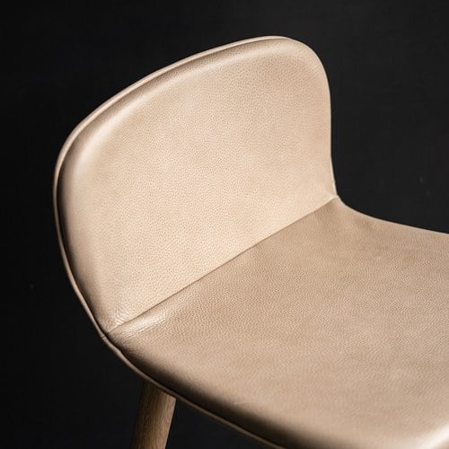 丹麥Tolv Puddle圓弧流線型吧台椅 (皮革/奶茶色)