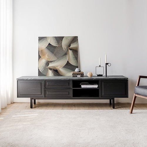 丹麥Tolv Yorke 黑色大理石電視櫃(200公分)