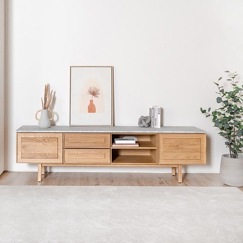 丹麥Tolv Yorke 白色大理石電視櫃(200公分)