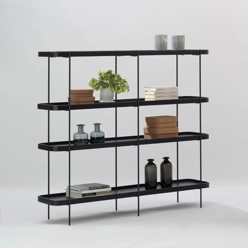 丹麥Tolv Humla 立體邊緣多層置物展架 (黑色、高135 公分)