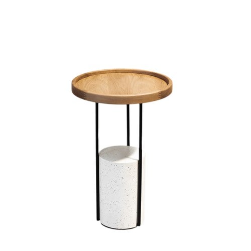 丹麥Tolv Cloch 水磨石柱腳圓形邊桌(橡木)