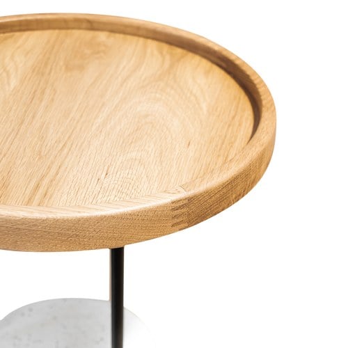 丹麥Tolv Cloch 水磨石柱腳圓形邊桌(橡木)