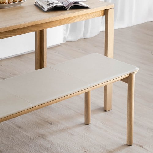 丹麥Tolv Folk北歐森林皮革長凳 (米白)