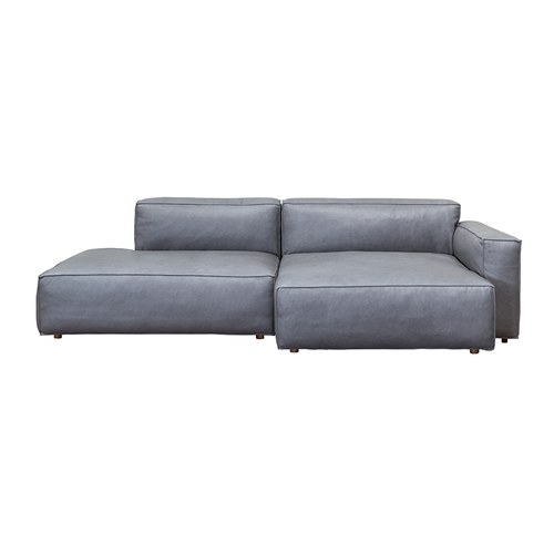 丹麥Tolv Baker積木皮革沙發（右向 鐵灰 ）