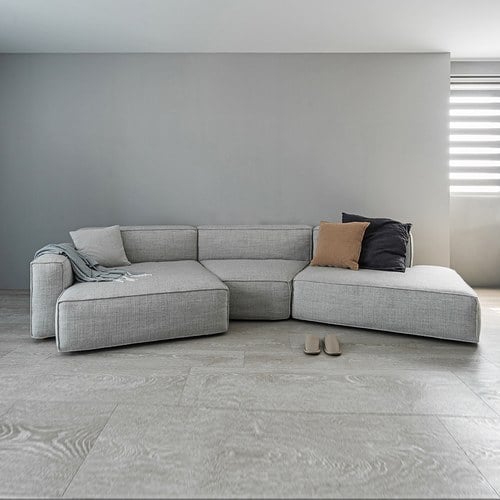 丹麥Tolv Baker積木布面沙發 (左向海灣型、混麻灰)