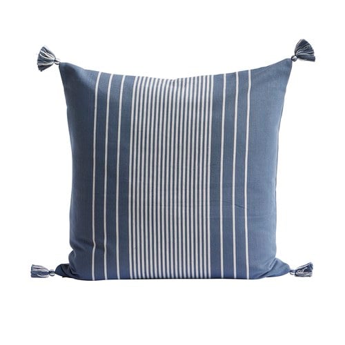 丹麥Tine K Home 流蘇條紋方形靠枕 (藍)