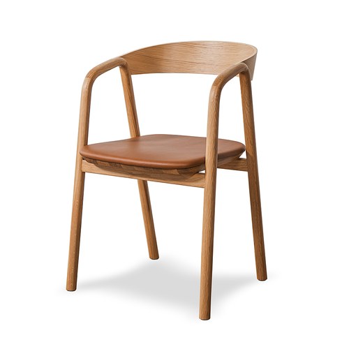 丹麥 Tolv Inlay圓柔扶手單椅 (皮革/橡木)