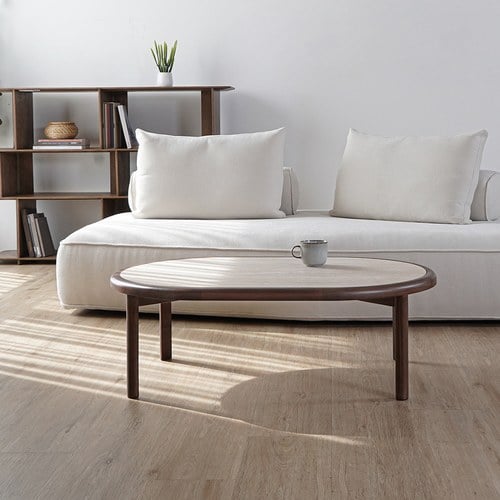 丹麥Tolv Meld 洞石橢圓茶几( 胡桃木)