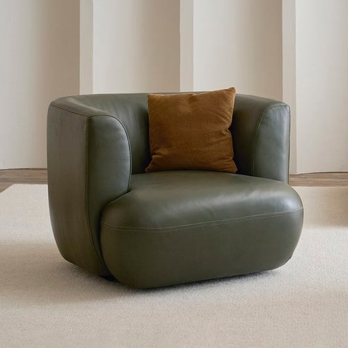 丹麥 Tolv Sophie索菲皮革單人沙發 (可旋轉 深橄欖綠)
